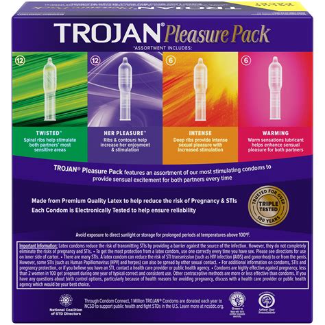 Trojan Pleasure Pack Assorted Condoms, Lubricated Condoms 